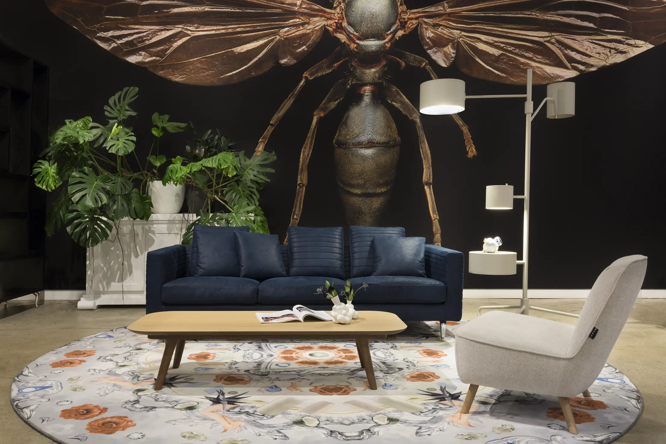 Interior of New York Showroom 2017 with Cocktail Chair, Statistocrat Floor Lamp and Moooi Carpet